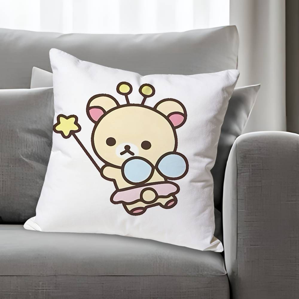 

Cute RRilakkuma Cartoon Various Sizes Square Pillow Case For Car Home Bedchamber Decor Custom Valentine gift 30x30 cm