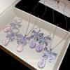 Elegant French Cubic Zirconia Bow Earrings and Necklace Set