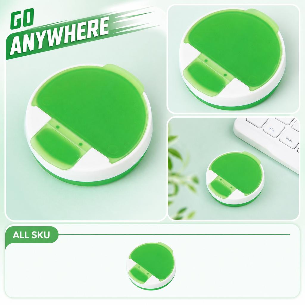 Round Portable 4 Compartment Pill Organizer Box Travel Medicine Storage Case with Secure Lid for Daily Use and Home Office