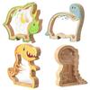 Spardose aus Holz Dinosaurier Klarer Acryl Münz-Geldbehälter Kleinkinder Jungen Mädchen Cartoon Dino Geldspardose Dekoration