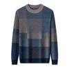 Men's 100% Wool Round Neck Sweater - 2025 Winter Fashion, Thickened Warm Base Layer for Young and Middle-Aged.