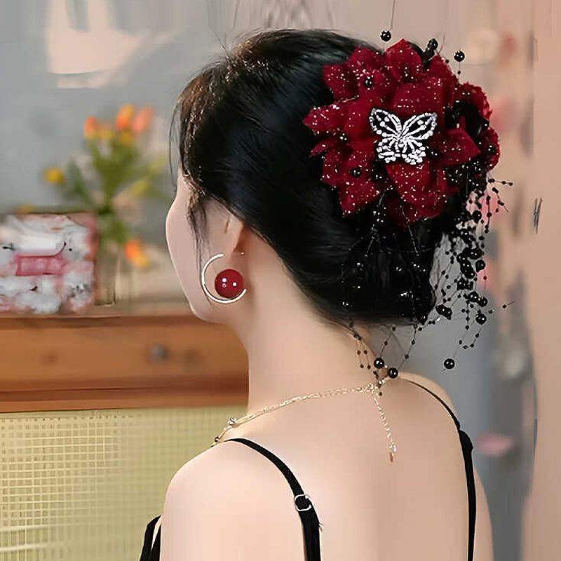 Flower Butterfly Tassel Hairpin Flower Headdress Exaggerated Hairpin