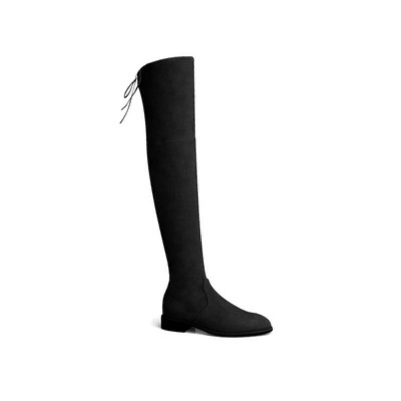 Over-the-knee Boots, Women's Shoes, Chunk-heeled Sleeve Boots, Flat-bottomed Round-toed Slimming Boots