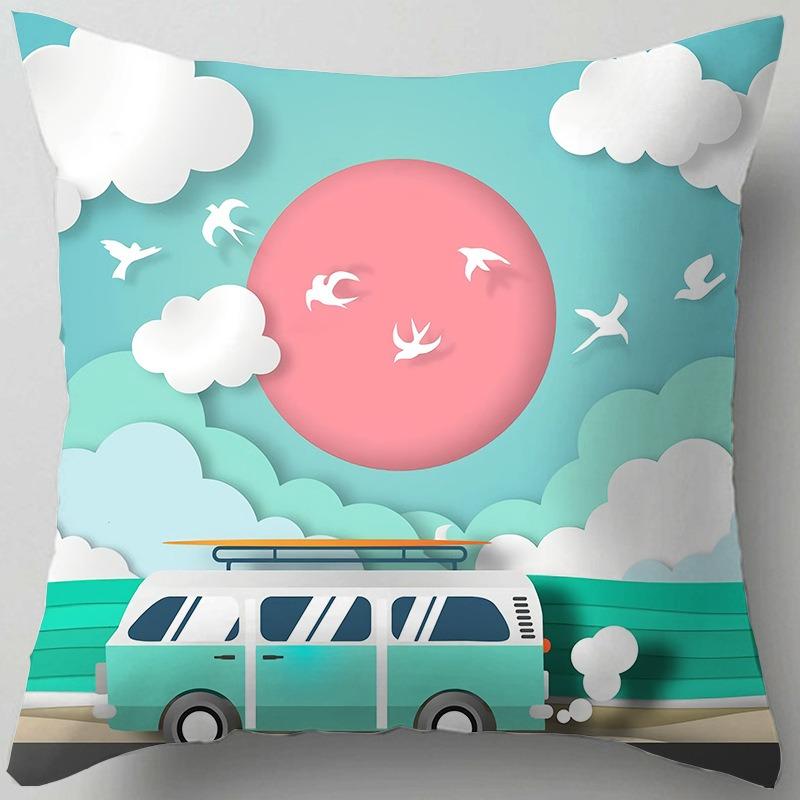 Outdoor Camping Scenery Pillow Case Retro Chair Lumbar Pillow Bedroom Window Sill Bay Window Cushion Cushion Lumbar Pillow