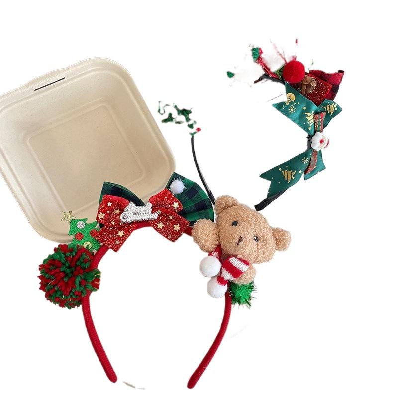 Weihnachtsbär Stirnband mit Schleife - Festliches Plüsch-Haaraccessoire für Frauen, Perfekt für Partys & Fotos. Leicht & Stilvoll!