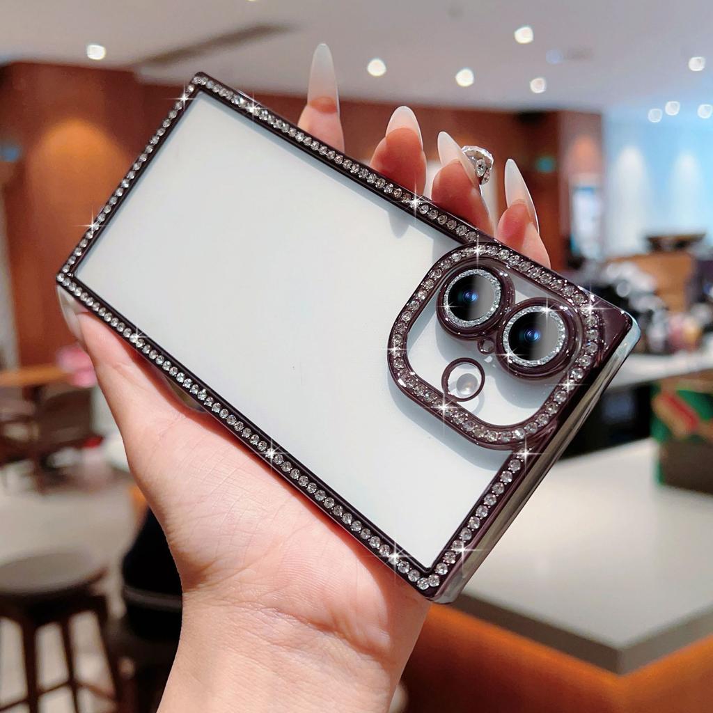 Applicable to IP16 side diamond premium mobile phone case, foreign trade new Apple 17 lens all-inclusive electroplating diamond-encrusted mobile pho
