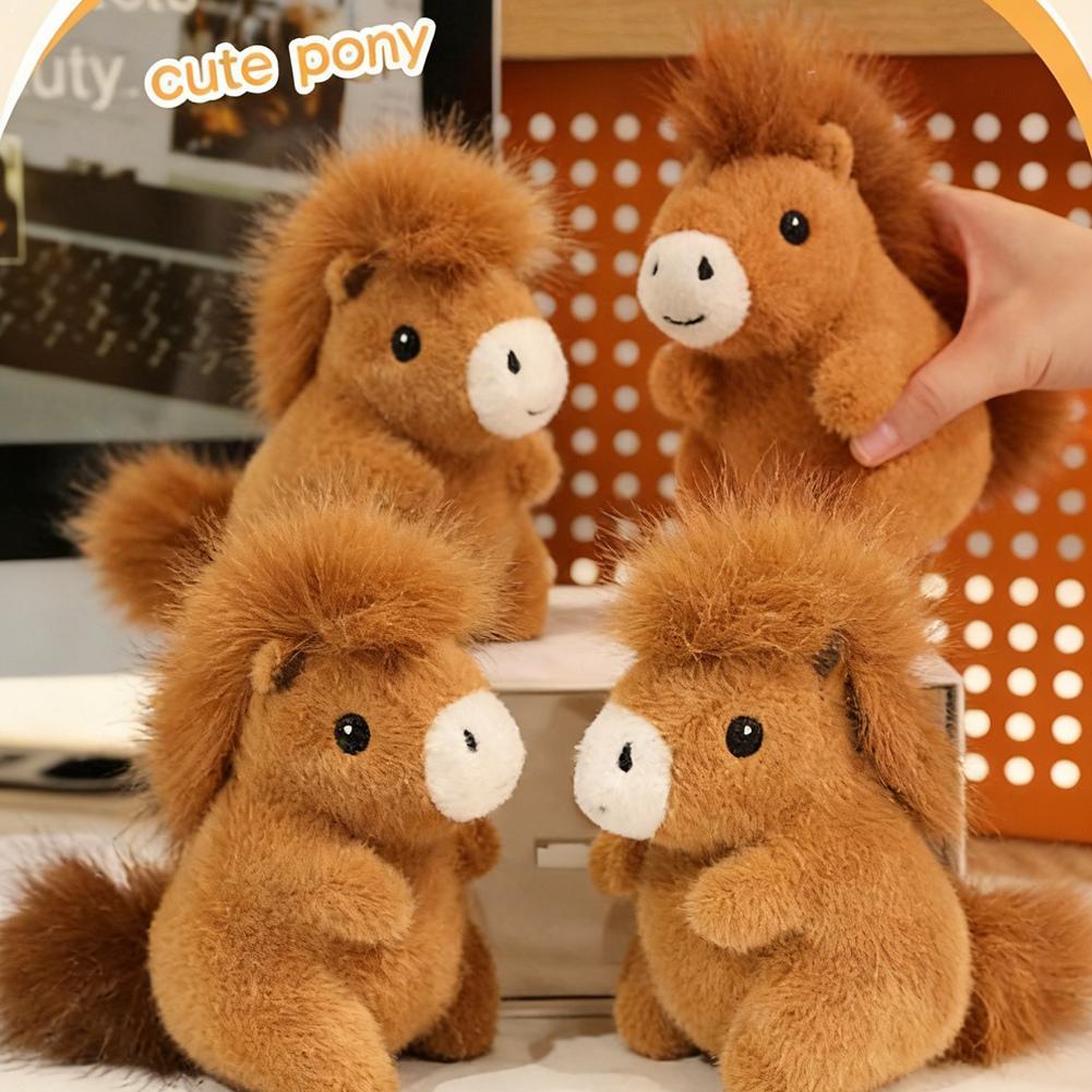 Mini Horse Plush Toy Cute Fluffy Baby Horse Stuffed Animal Desktop Pets Decor New Year Mascot Gift For Kids Friends 13Cm