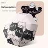 Paraguas de Gato Portátil para Lluvia y Sol de Doble Uso Paraguas Plegable Automático Revestimiento Negro Paraguas Anti UV Parasol para Niños Niñas Niños