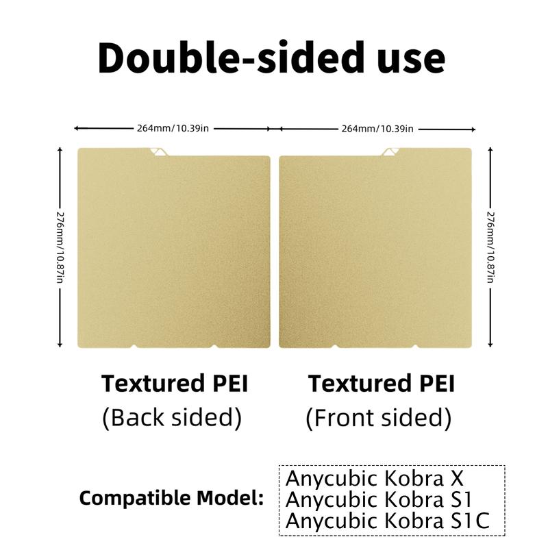 PEI Textured 264x276mm Build Plate For Anycubic Kobra X Plate Kobra S1 Combo Spring Steel Sheet For Anycubic KX 3D Printer Parts