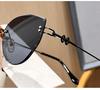 Women's Frameless Oval Metal Retro Sunglasses - High-End Japanese & Korean Fashion