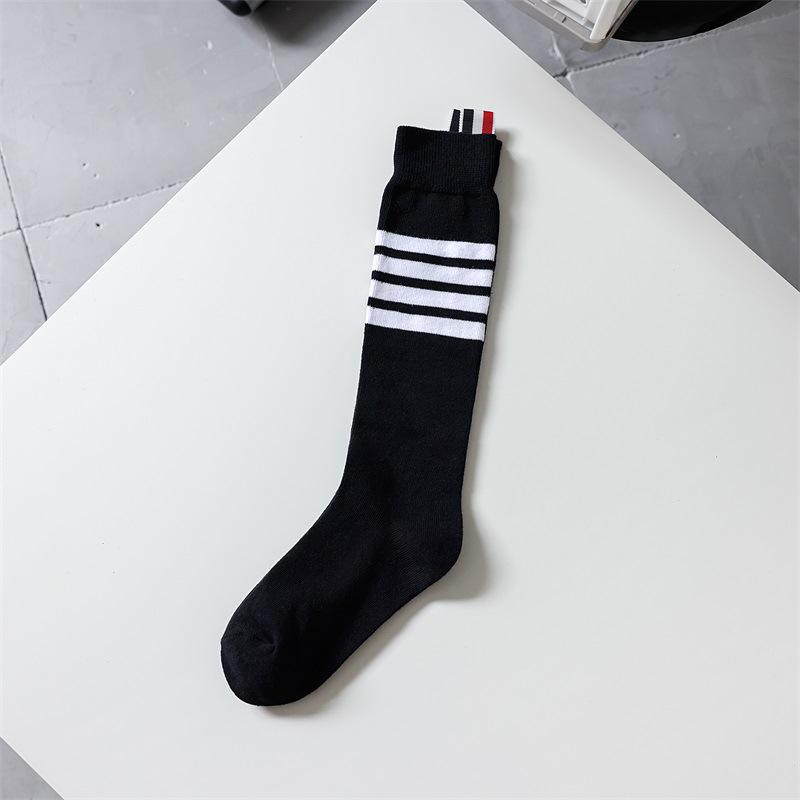AMUSIVE Asymmetrical Striped Spring & Autumn Knee-Length Socks for Women