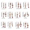 6 Pairs Vintage Dangle Earrings for Women Court Style Geometric New Year Festival Gifts Daily Wear Party Decors Versatile