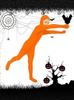 Masquerade Orange Halloween Jumpsuit with Yellow Beard and Exposed Face
