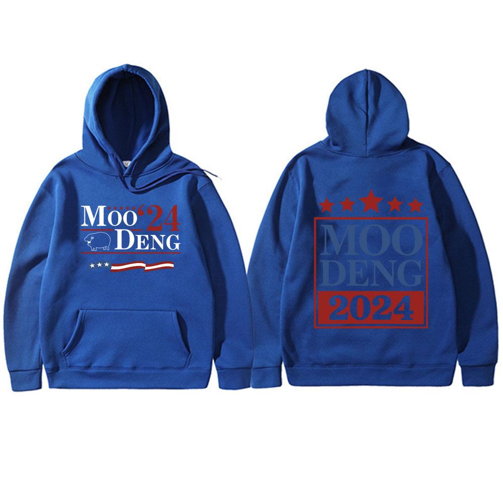 Baby Hippo Moo Deng Funny Meme Double Sided Print Hoodie Men Women Fashion Casual Hooded Tracksuit Male Oversized Fleece Hoodies