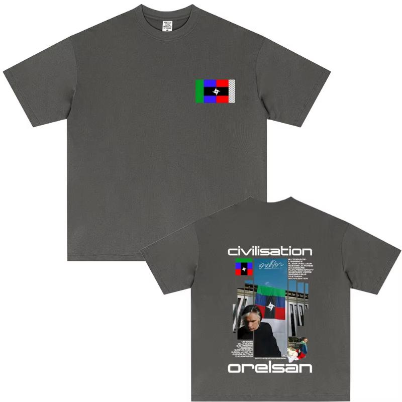 Rapper Orelsan Civilisation Album Graphic T Shirts Unisex Casual Soft Cotton Tshirt Unisex Women Hip Hop Fashion Pop Music Tshirt S