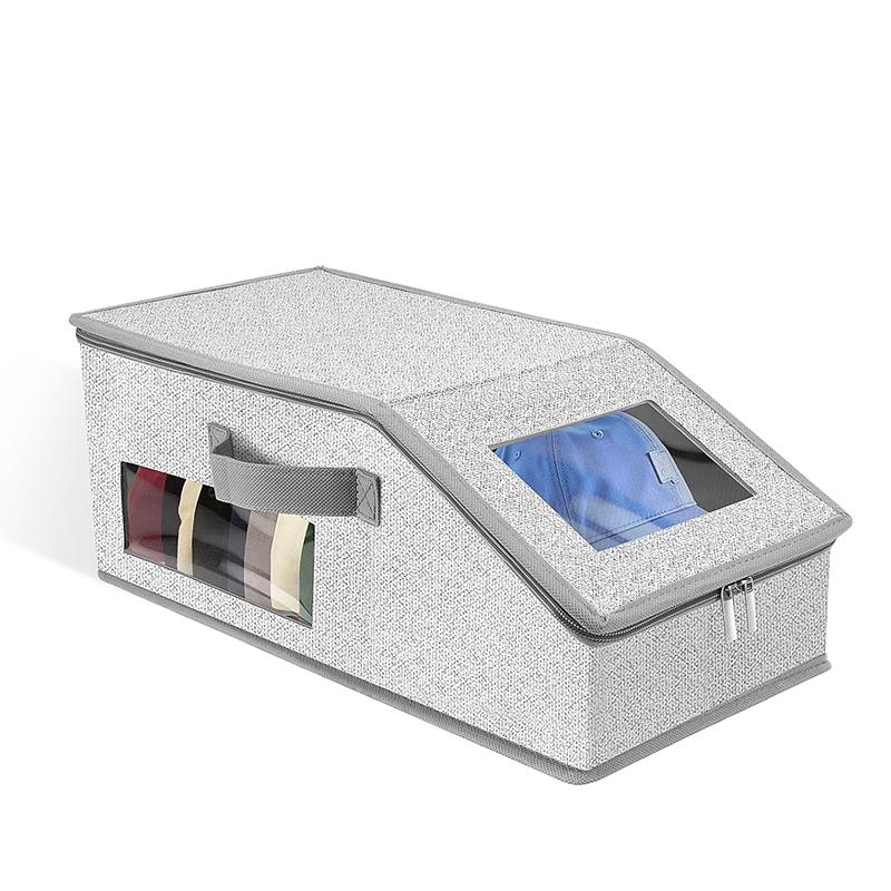 1Pc Extra Large Hat Organizer for Baseball Caps Stackable Baseball Cap Organizer Storage Box with Dual Clear Windows JT529