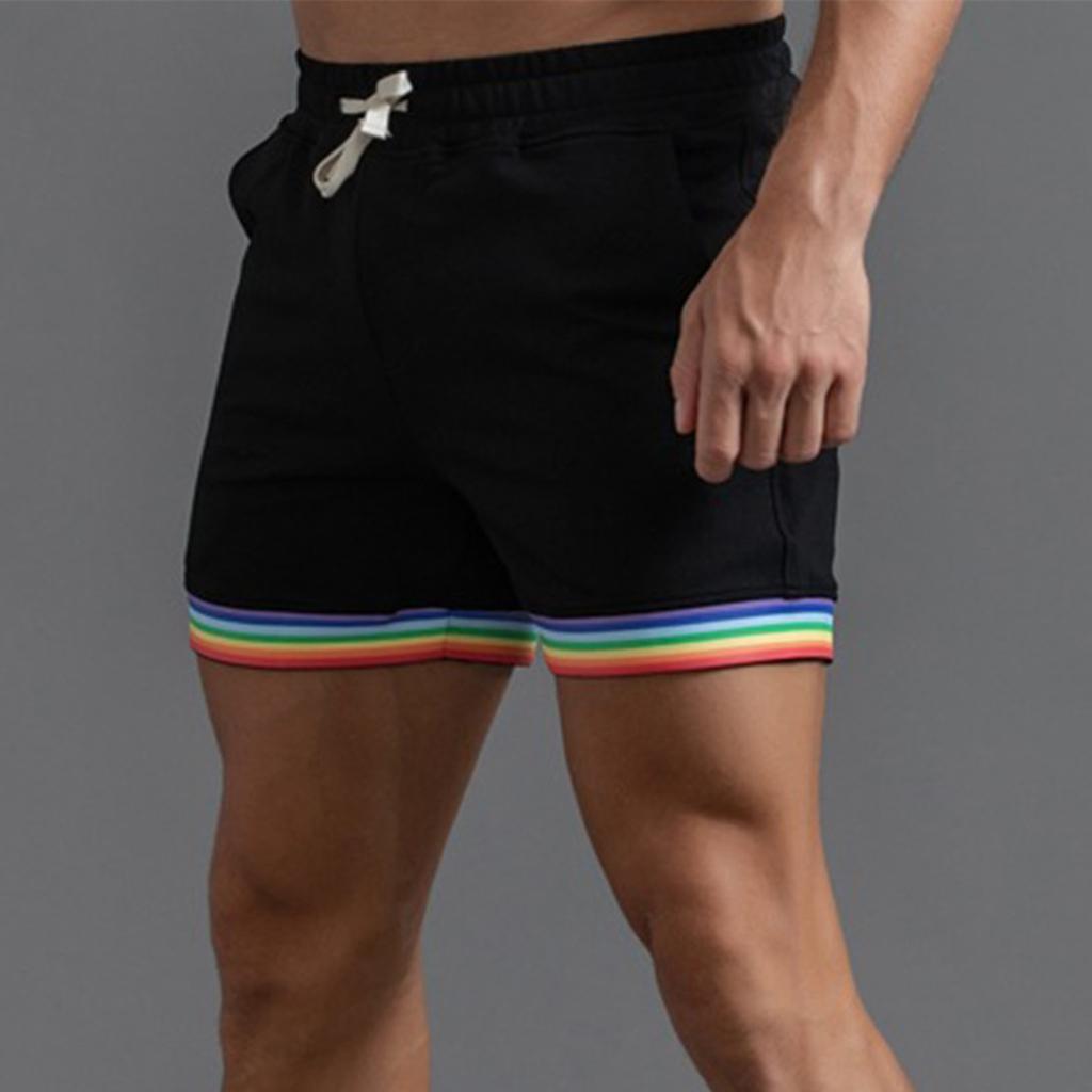 Stylish Men's Swim Shorts with Rainbow Hem, Quick-Dry Fabric, for Beach, Pool, Gym Model LZF250300, Sizes S-XXL