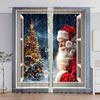 2pcs Santa Claus Snow View Window Printed Curtain for Home Decor - Rod Pocket Window Treatment for Bedroom, Office, Kitchen