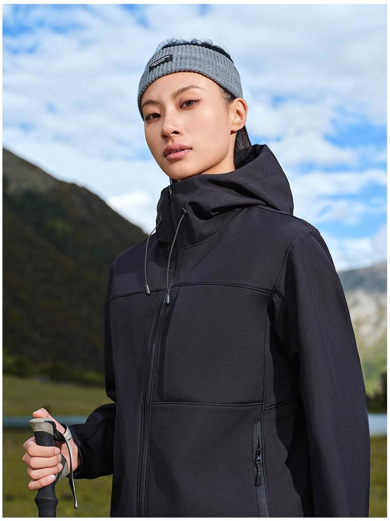 Men's Windproof Waterproof Jacket with Velvet Hood - Trendy Thick Soft Shell for Fall & Winter