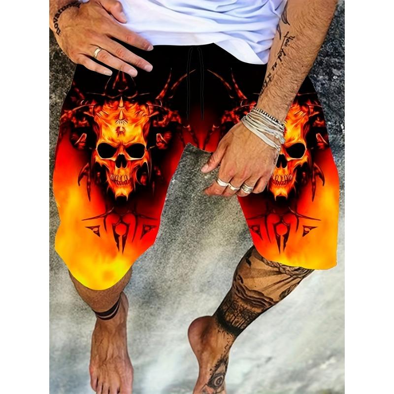 Summer Men Fashion Trend Shorts 3D Skull Graphic Shorts Summer Clothing Vacation Shorts Male Quick Drying Shorts Beach Shorts