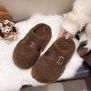 Internet Celebrities Popular White Flat Bottom Fluffy Slippers Women's 2025 New Autumn and Winter Outer Wear Heightened Soft Bottom Cotton Slippers