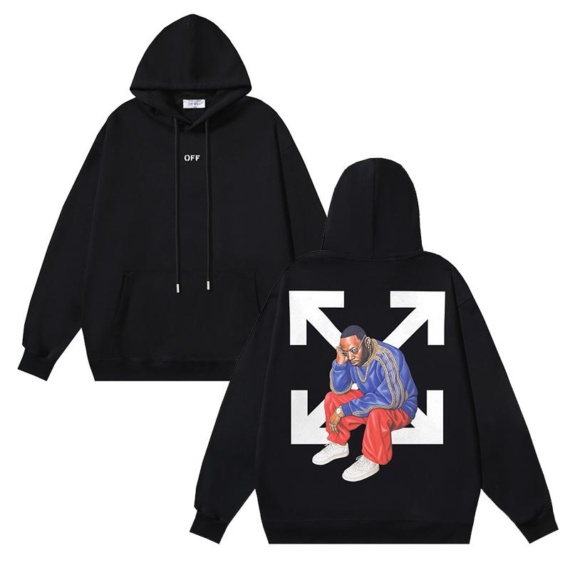 

1278 Молочно-білий 2025 Осінь/Зима Новий Худі з принтом персонажа для чоловіків та жінок S чорний