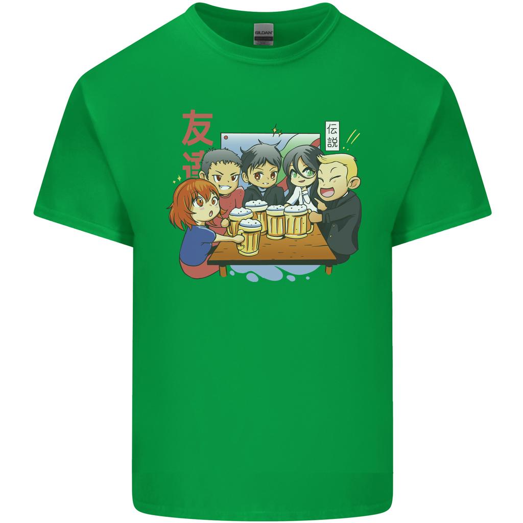 Chibi Anime Friends Drinking Beer Unisexs Light Cotton TShirt