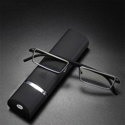 Anti-Blaulicht-beschichtete Gläser Business Halbrahmen Ultra-Leicht Tragbare Lesebrille + Etui +1.25 +1.5 +1.75 +2.25 Bis +4