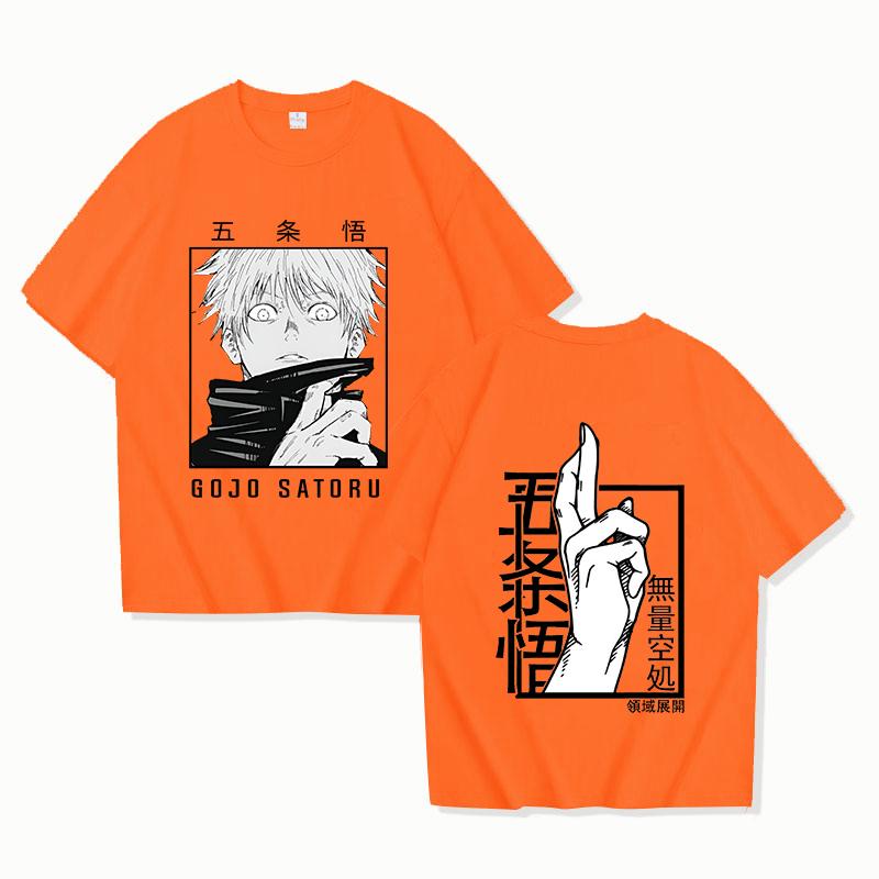 Hot Anime Gojo Satoru Printed Loose T-shirt Women Men Fashion Harajuku Casual Cool Cartoon Streetwear Tops