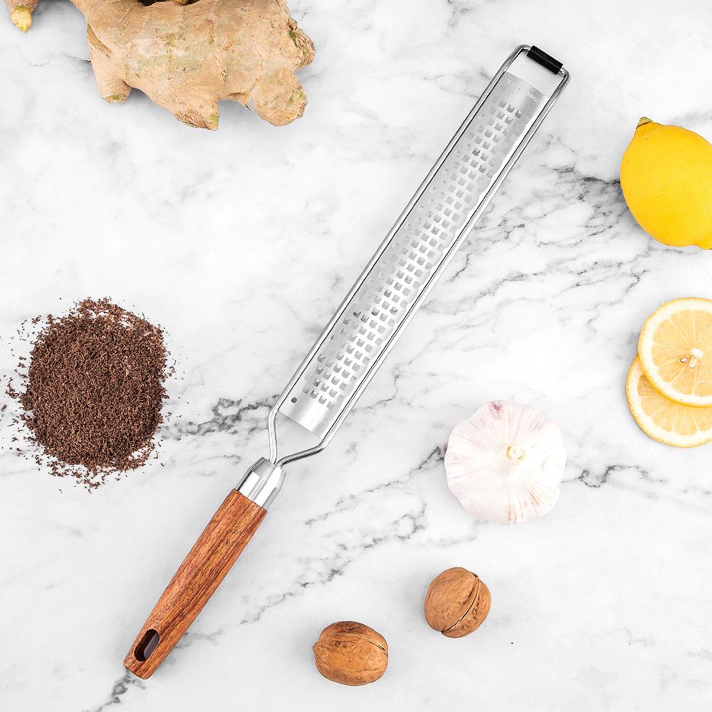 Leeseph Cheese Grater Wooden Handle, Stainless Steel Vegetable Grater Multi-purpose Kitchen Food Shredder for Chocolate Butter