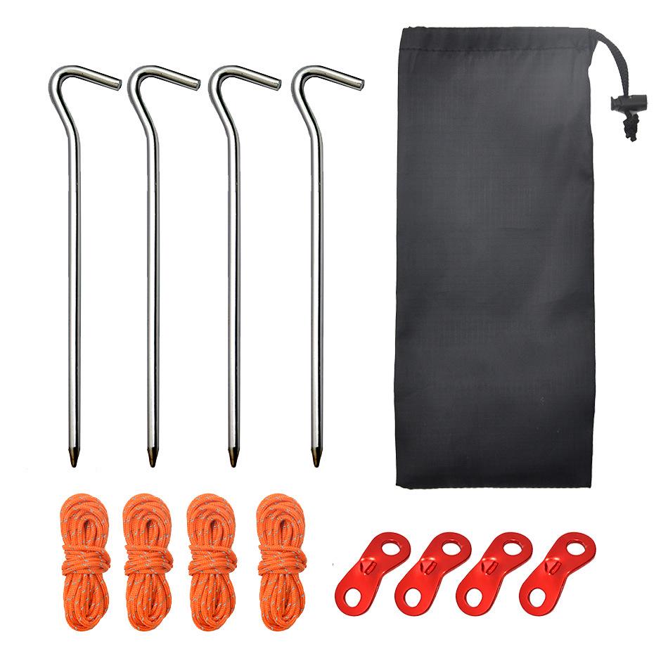 Type 7 Aluminum Alloy Tent Peg and Rope Set with Hammer
