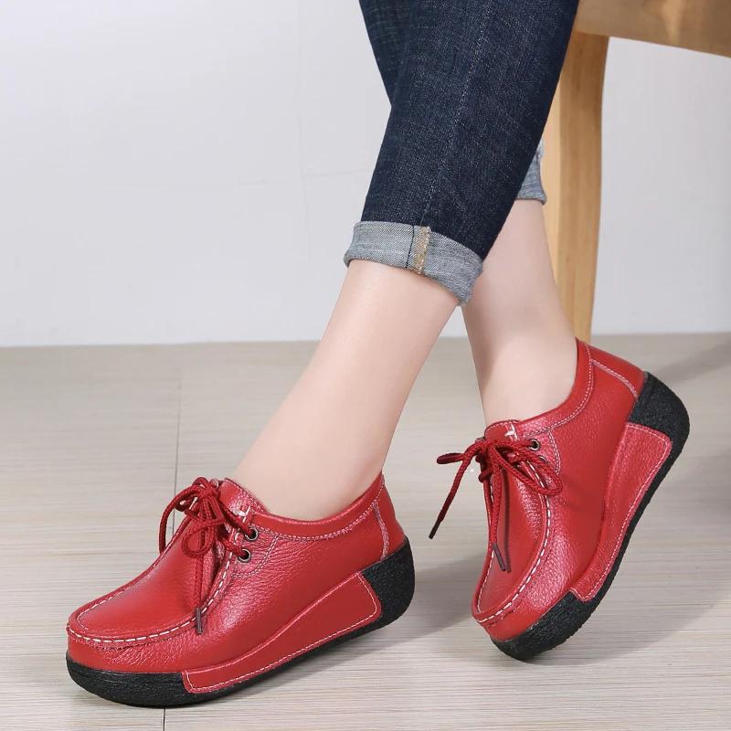 

Fashion Women Flats Comfortable Loafers Shoes Woman Breathable Leather Sneakers Women Fashion Black Soft Casual Shoes Female 35
