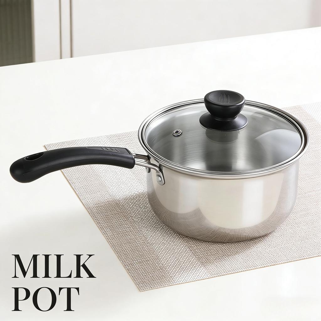 2026 Stainless Steel Milk Pot Non Stick Baby Food Cooker Double Handle Soup Pot For Induction Cooker