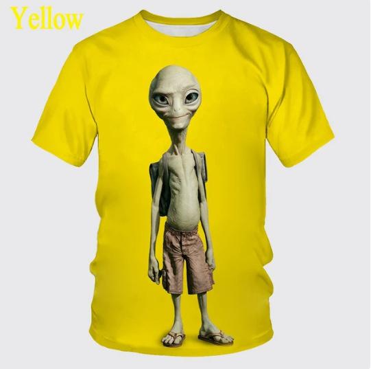 Summer 3D Printing Alien Pattern T-shirt Fashion Round Neck Short Sleeve Universe Neutral Casual T-shirt Source