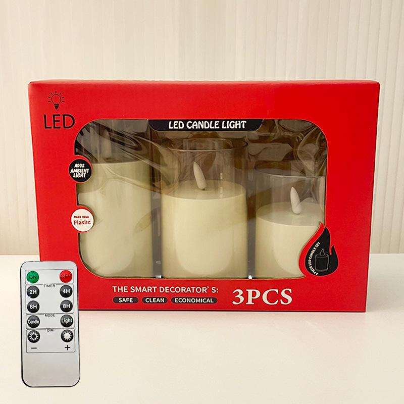 LED Simulierte Kerze mit Acrylglasbecher für Weihnachts-, Geburtstags-, Hochzeits-Atmosphärendekoration