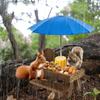 Squirrel Feeders for Outside Wooden Squirrel Picnic Table Feeder with Corn Cob Holder & Peanut Tray for Squirrels and Chipmunks