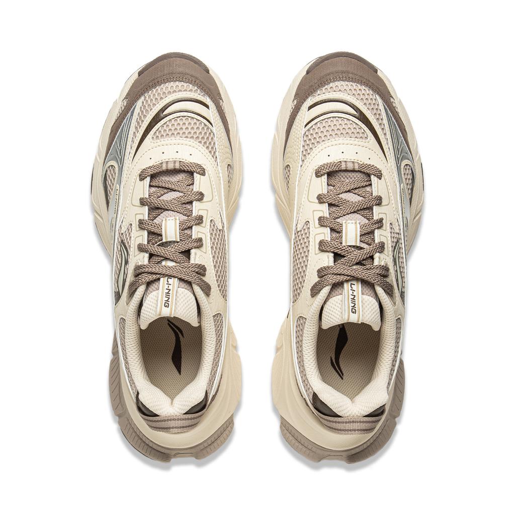 Li Ning Xingji Cushioning Abrasion Resistant Breathable Low Top Chunky Sneakers Men's Beige Brown AGCV353-3