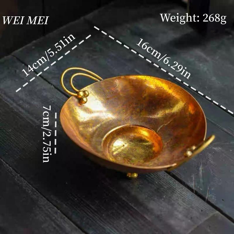 Handcrafted Copperware Minimalist Style Copper Tray Four-Legged Fruit Bowl Exquisite Living Room Coffee Table Home Snack Tray