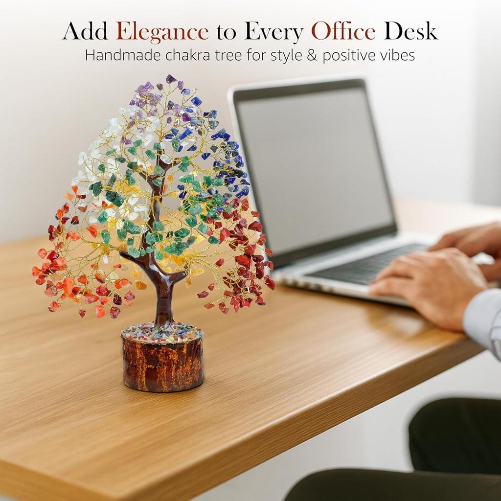 Pomul Vieții pentru Energie Pozitivă - Decor Feng Shui, Bonsai Artificial, Cristale și Pietre Vindecătoare, Pomul Banilor, Decor Cameră 7 Chakre