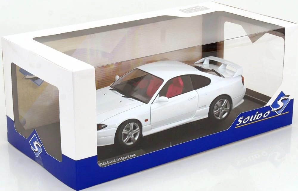 SOLID O 1/18 Scale Nissan Silvia S15 SPEC-R Aero 1999 Aspen White Diecast Model Car [Parallel Import]