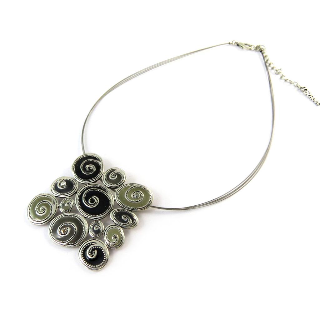 Les Trésors De Lily [C5465] - Gray 'Snails' Designer Necklace