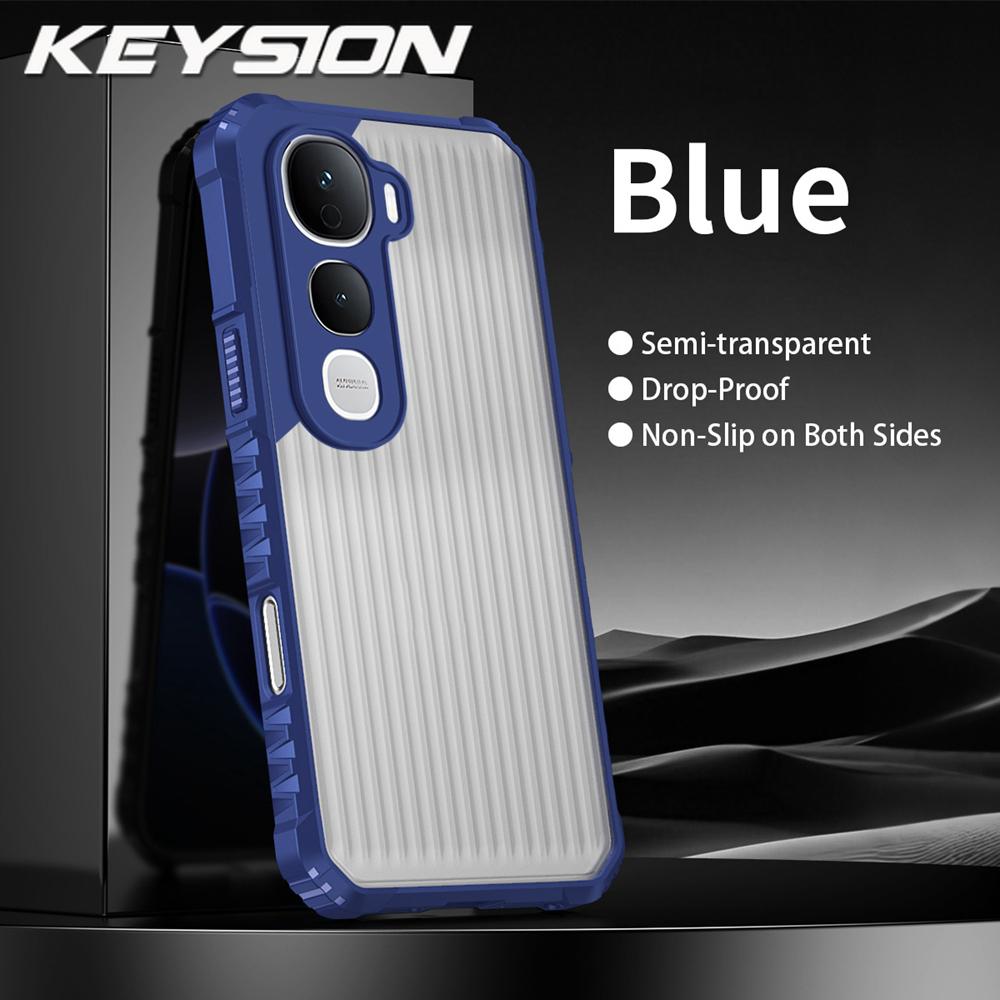 KEYSION Heavy Duty Shockproof Phone Case for IQOO Z10 Lite Soft Silicone+PC Translucent Matte Back Cover for VIVO IQOO Z10 Lite