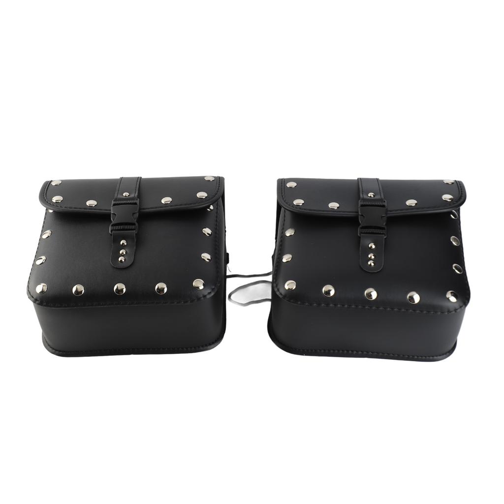 1 Pair Motorcycle Saddlebags Stylish PU Leather Side Bags Universal Luggage Storage Organizer Saddlebag Tool Bag