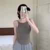 Chic white small camisole women's inner summer bottom belt chest pad outside sleeveless short top