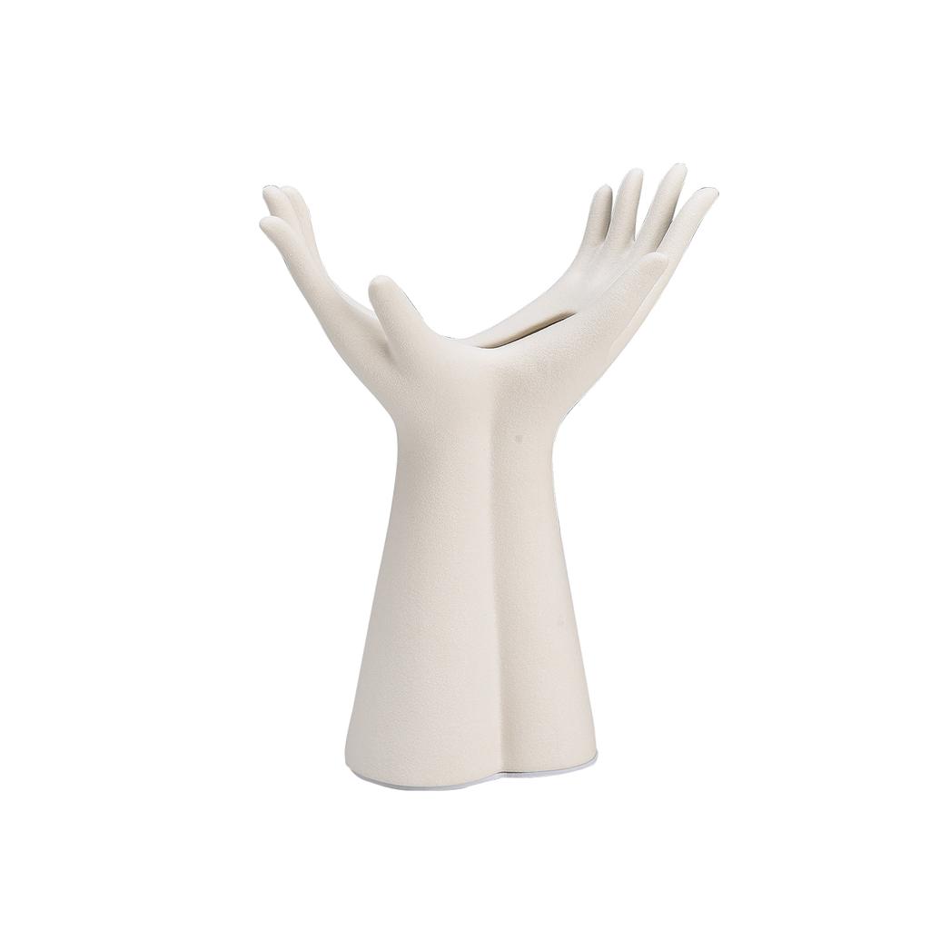 Hand Vase White Matte Ceramic Modern Flower Vase for Living Room Bedroom Dining Room