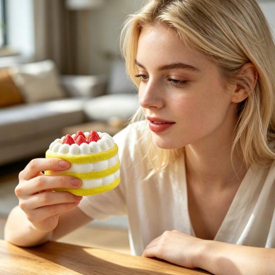 Simulated Cake Squeeze Toy Soft Slow Rising Toy Rainbow Layer Cake Slice Stress Relief Sensory Toy for Adults Kids