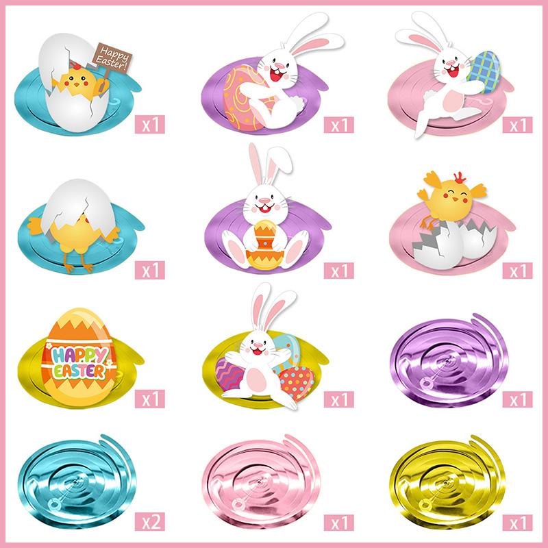 Happy Easter Hanging Swirl Carrot Rabbit Egg Colorful Spiral Pendant 2026 Easter Party Home Decoration Supplies Kids Gift Favors
