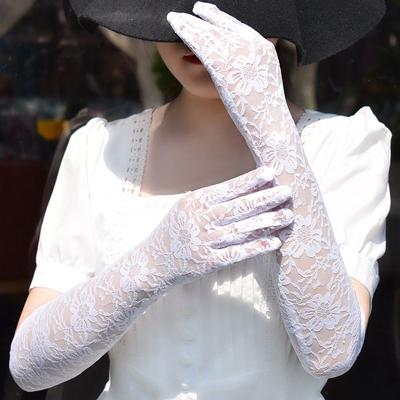 Transparent Cycling Flower Party Anti UV Arm Warmers Lace Gloves Long Mittens Women's Gloves