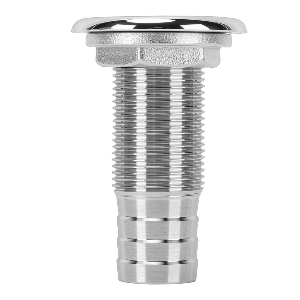 Thru Hull Fitting 1 Inch 316 Stainless Steel Straight Barbed Hose Thru Drain Connector for Boat Yacht 1 Inch Half