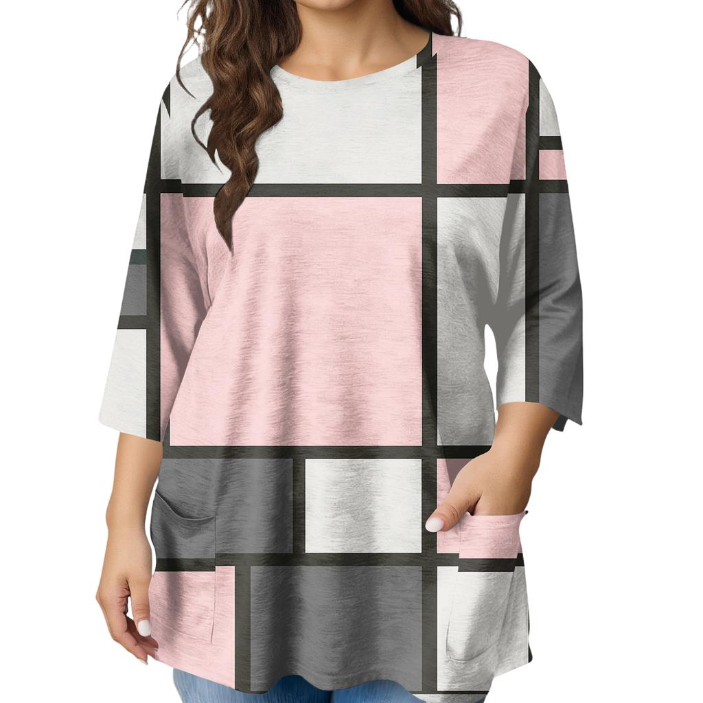 Damen Mode Übergröße Bedruckte Kurzarmbluse Für Elegantes Pendeln Und Freizeitkleidung